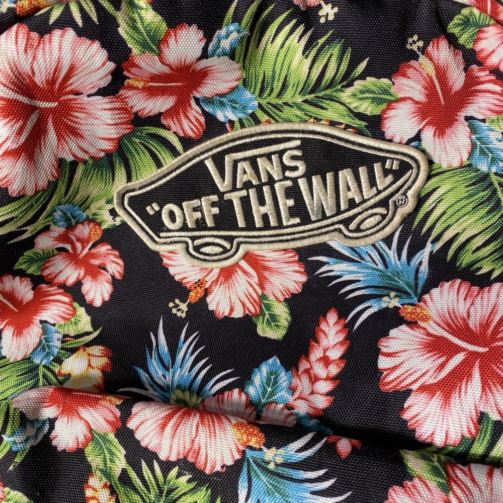 Vans Off The Wall Tropical Floral Backpack Black‎ Red Green Hibiscus Aloha Print - Picture 4 of 5